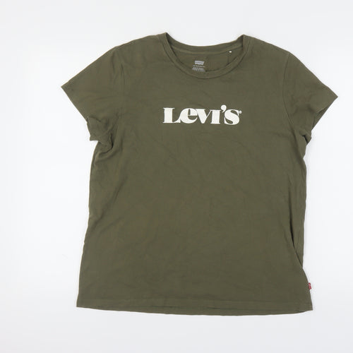 Levi's Women's Green T-Shirt, Size L, Casual Basic Tee
