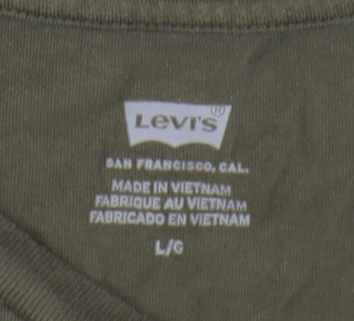 Levi's Women's Green T-Shirt, Size L, Casual Basic Tee