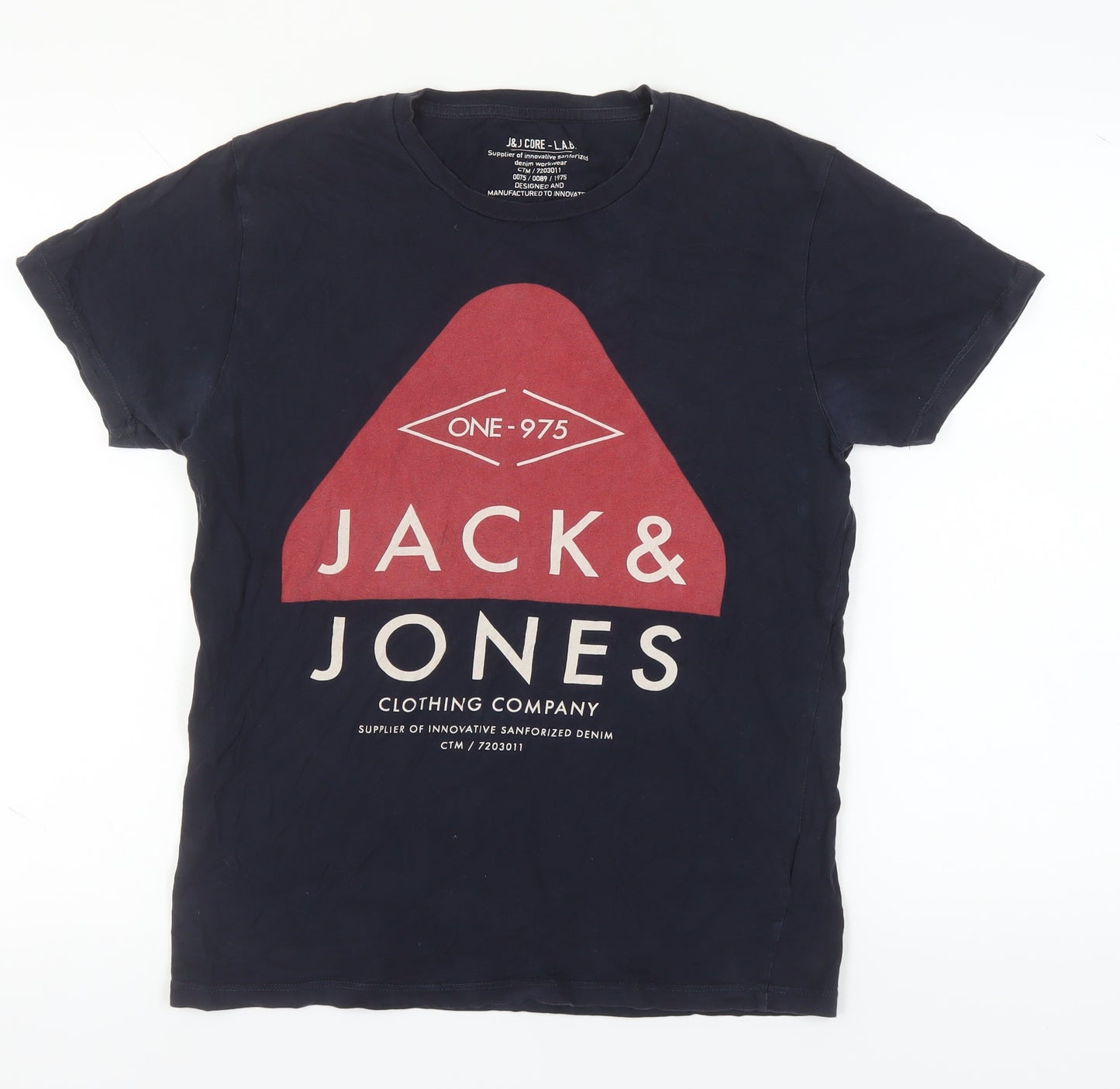 Jack & Jones Men's Blue Graphic Print T-Shirt L