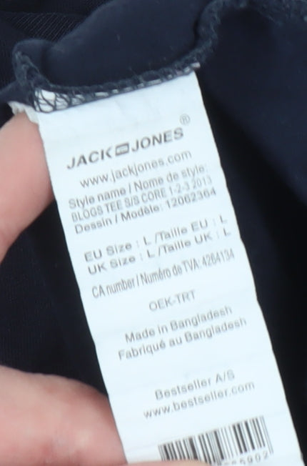 Jack & Jones Men's Blue Graphic Print T-Shirt L