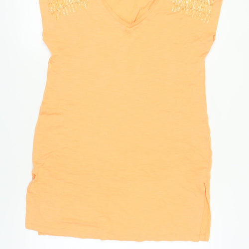 Next Women's Orange Sequin T-Shirt, Size 12, V-Neck