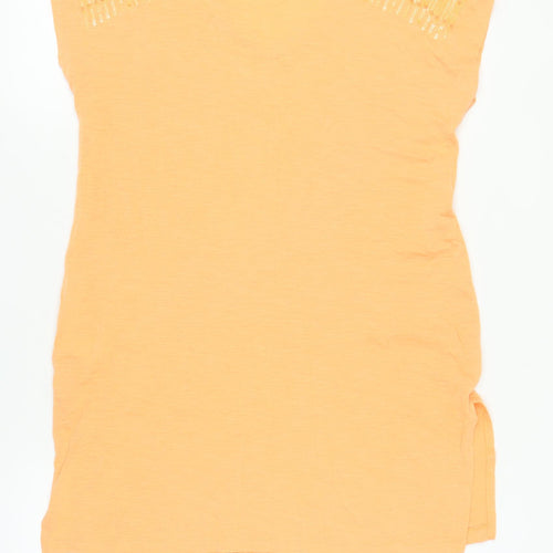 Next Women's Orange Sequin T-Shirt, Size 12, V-Neck
