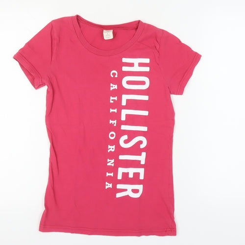 Hollister Women's Pink Cotton Crew Neck T-Shirt Size L