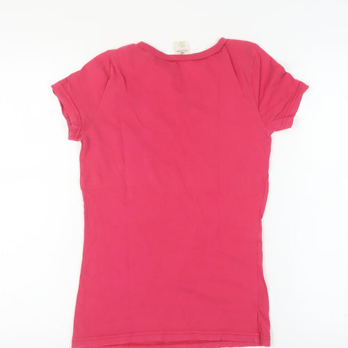 Hollister Women's Pink Cotton Crew Neck T-Shirt Size L
