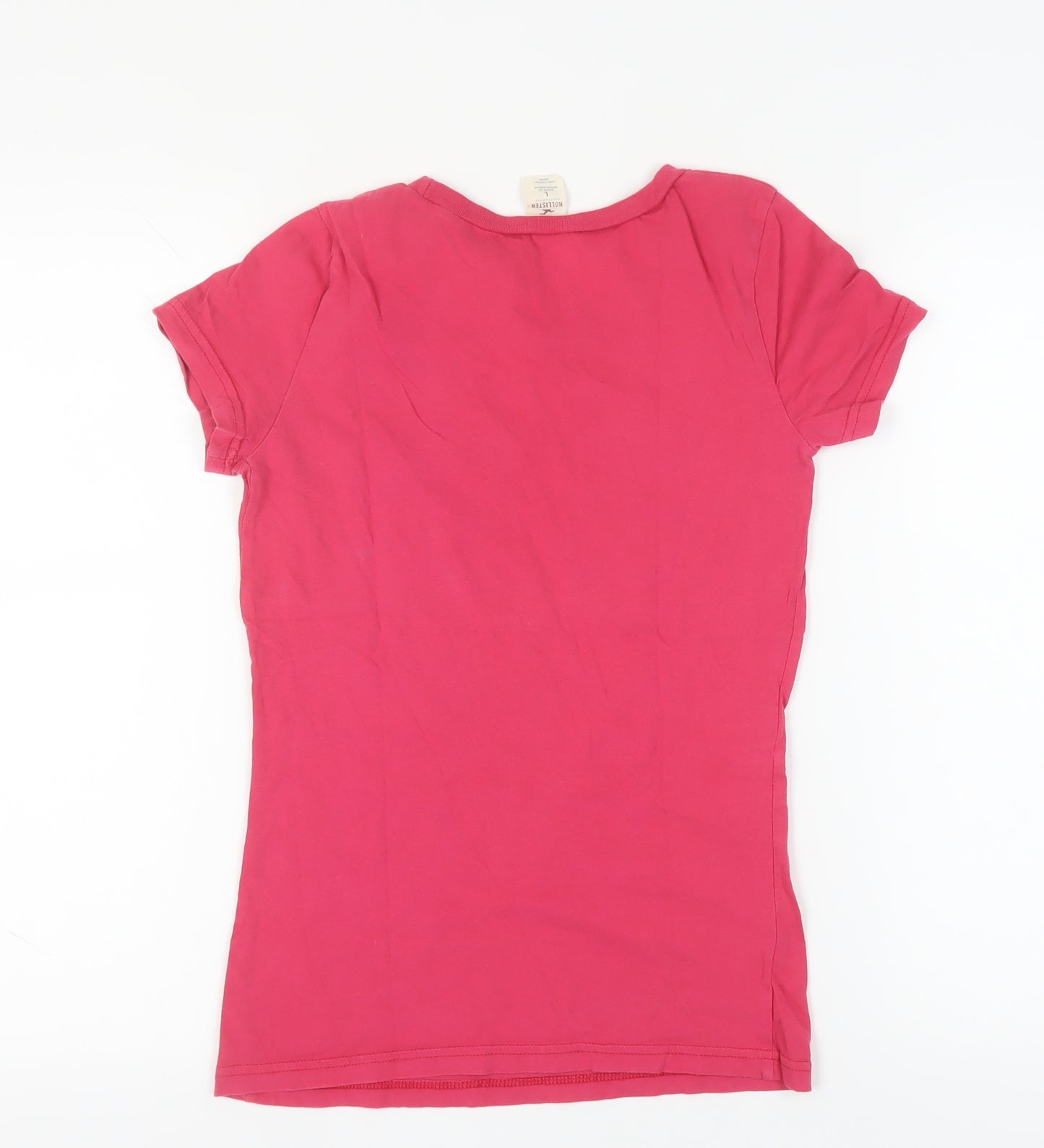 Hollister Women's Pink Cotton Crew Neck T-Shirt Size L
