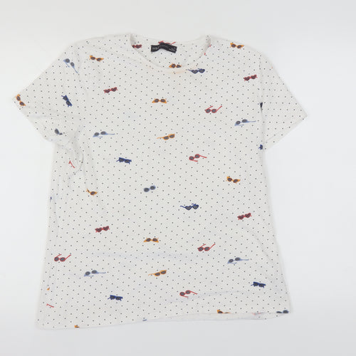 Marks and Spencer Women's White Polka Dot T-Shirt Size 16