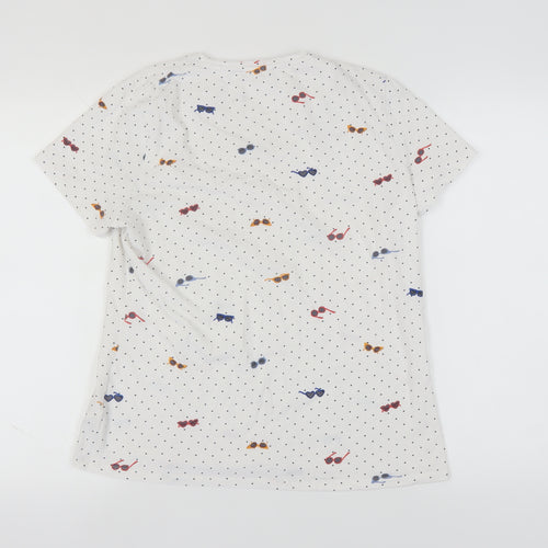 Marks and Spencer Women's White Polka Dot T-Shirt Size 16