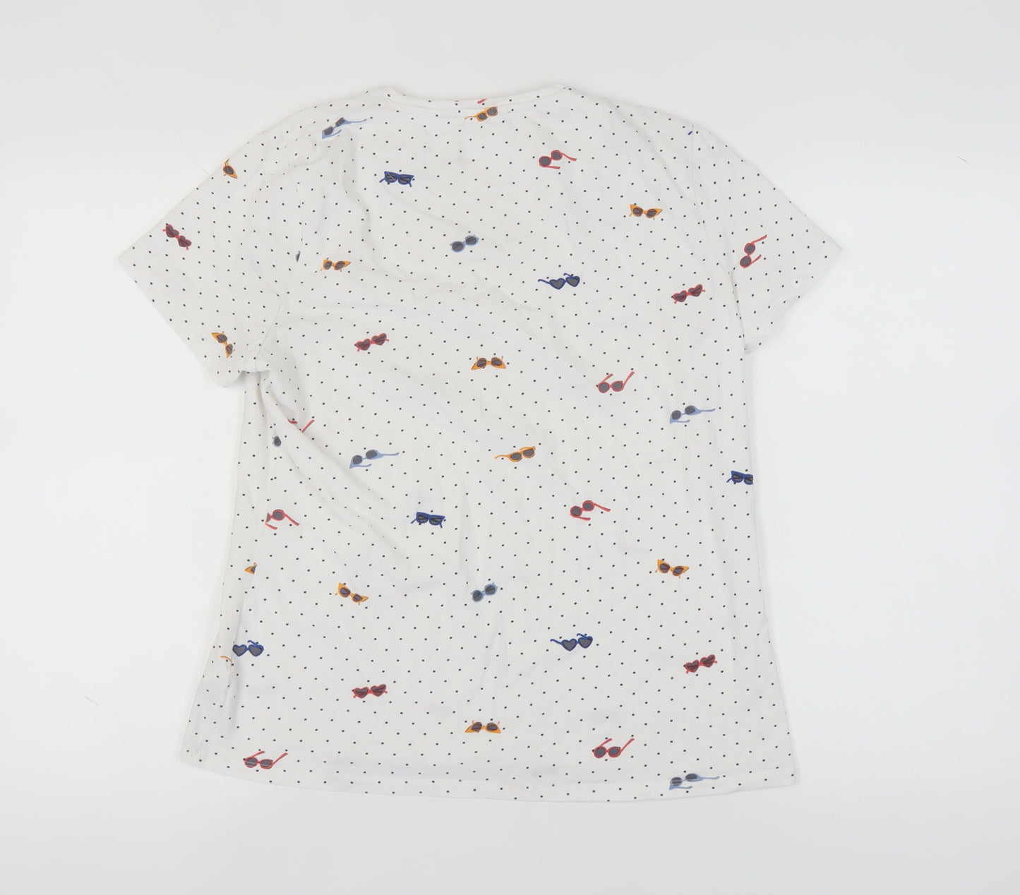 Marks and Spencer Women's White Polka Dot T-Shirt Size 16