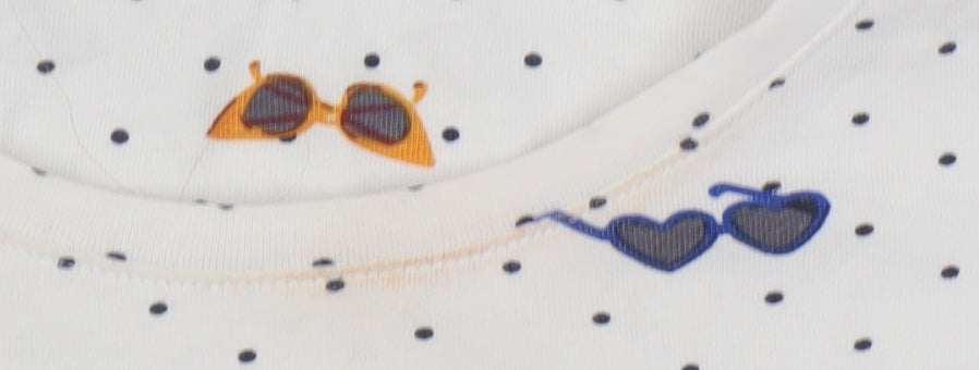 Marks and Spencer Women's White Polka Dot T-Shirt Size 16