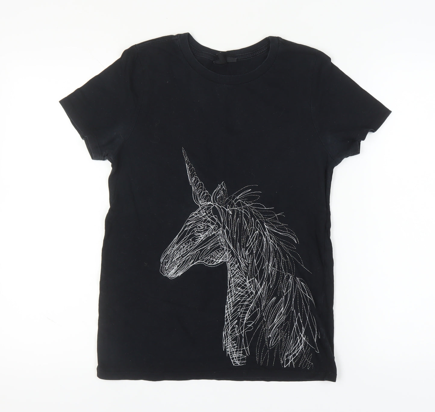 Topshop Women's Black Unicorn T-Shirt Size 8