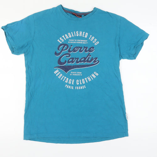 Pierre Cardin Men's Blue Crew Neck T-Shirt, Size M