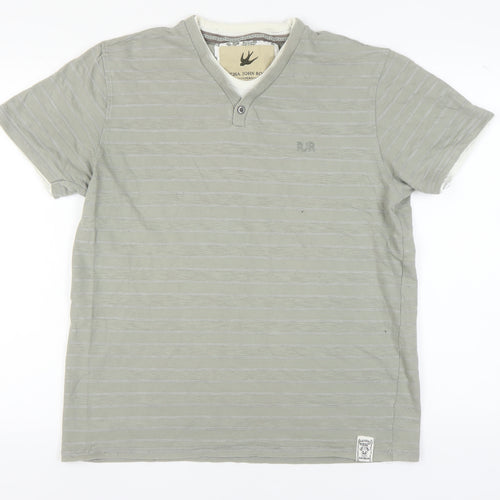 Rocha John Rocha Men's Grey Striped T-Shirt, Size L