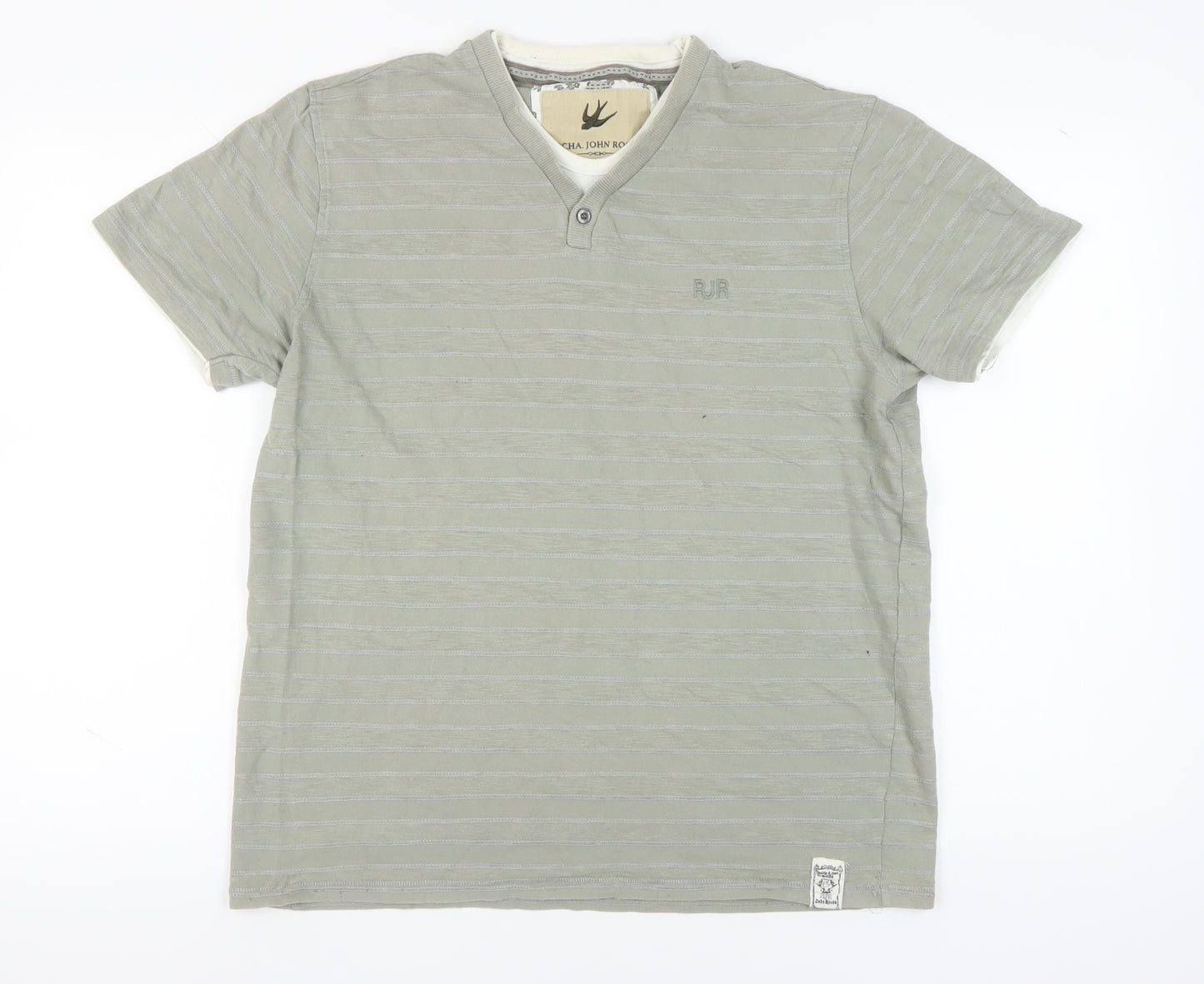 Rocha John Rocha Men's Grey Striped T-Shirt, Size L