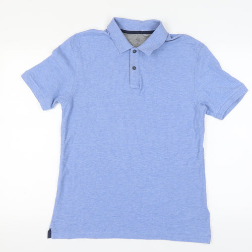 Marks and Spencer Men's Blue Cotton Polo Shirt S