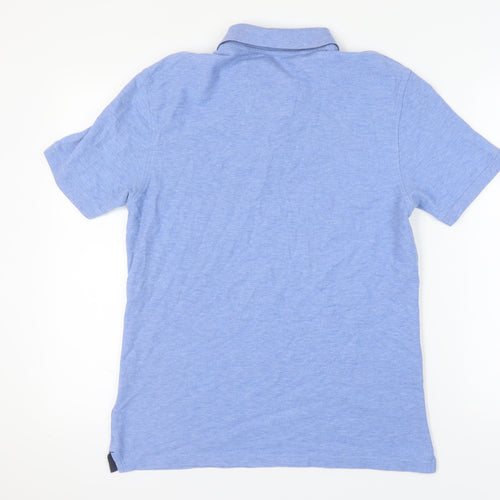 Marks and Spencer Men's Blue Cotton Polo Shirt S