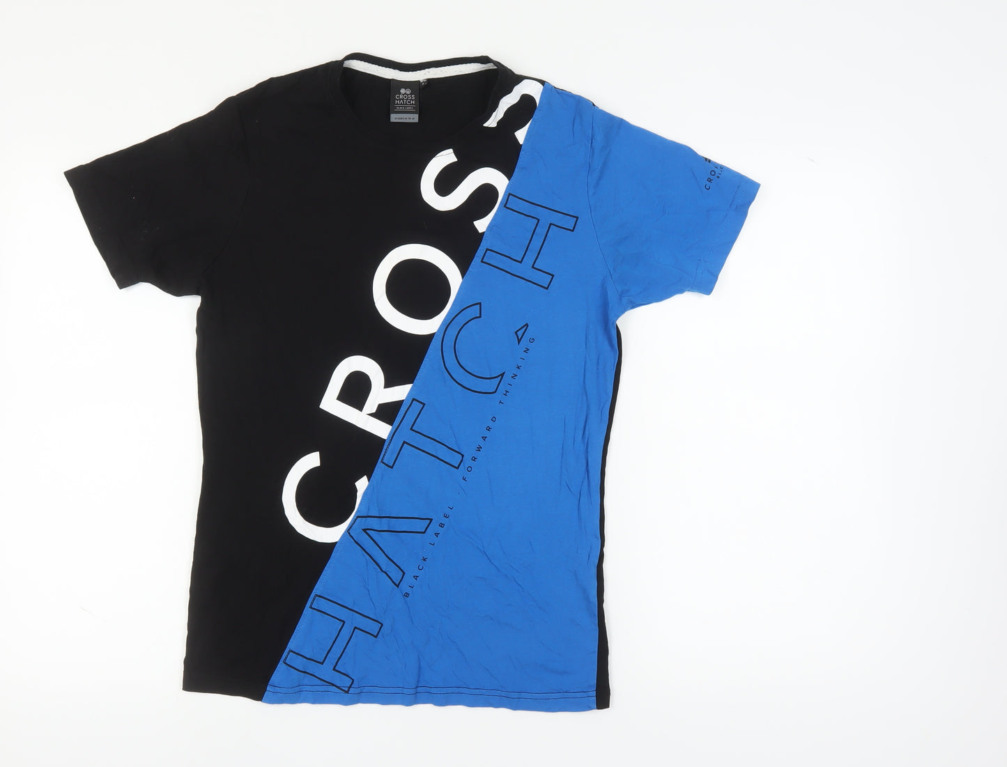 Crosshatch Men's Black Blue Colourblock T-Shirt S