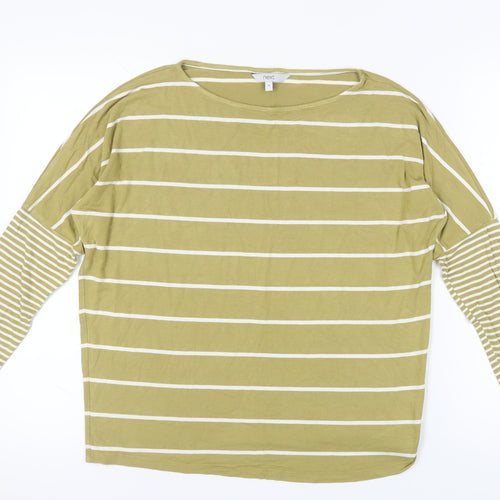 Next Women's Green Striped T-Shirt Size 10