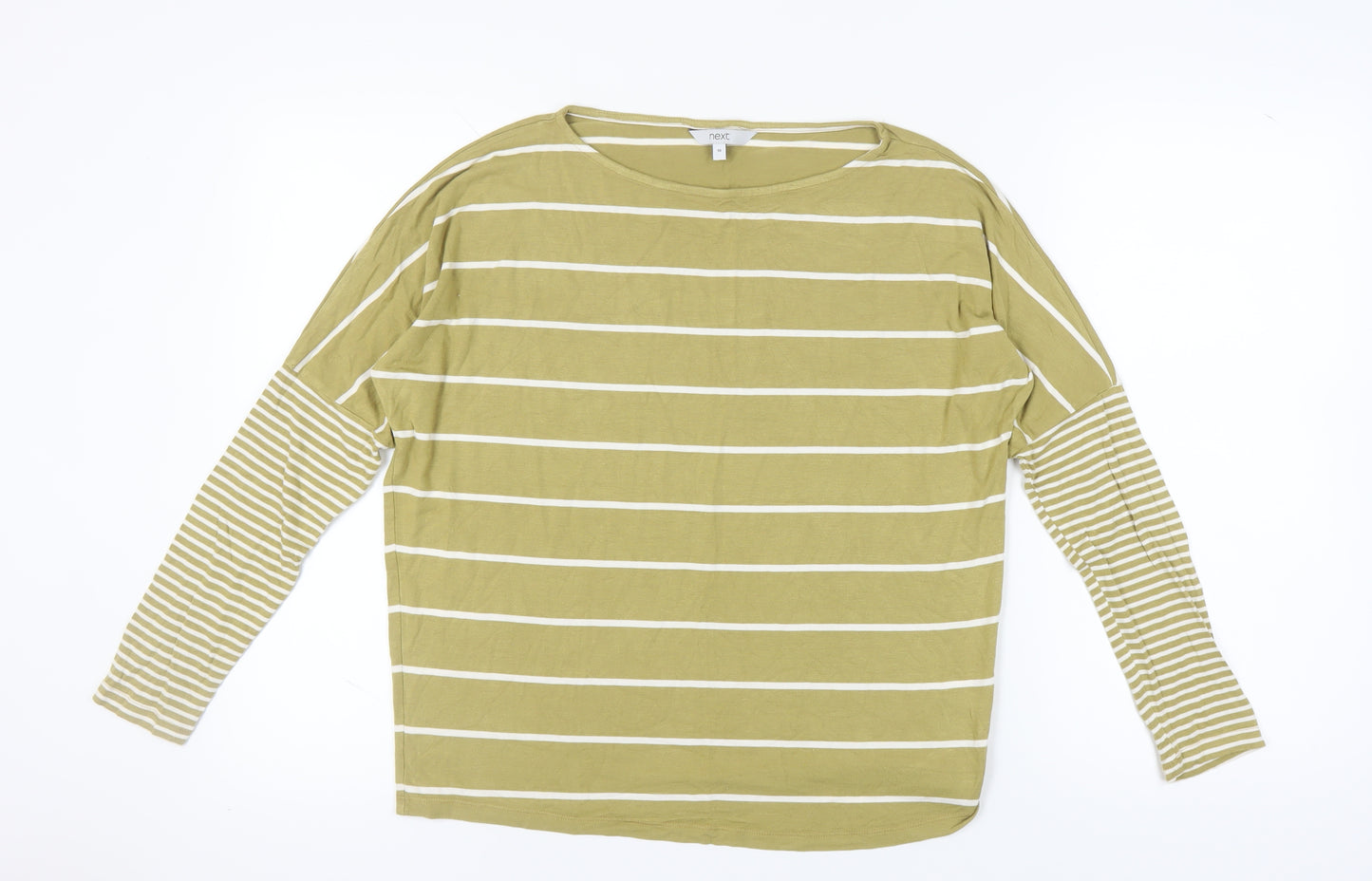 Next Women's Green Striped T-Shirt Size 10