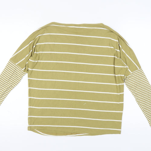 Next Women's Green Striped T-Shirt Size 10