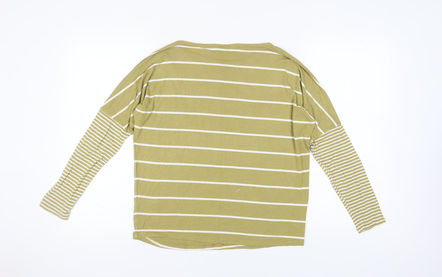 Next Women's Green Striped T-Shirt Size 10