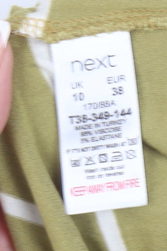 Next Women's Green Striped T-Shirt Size 10