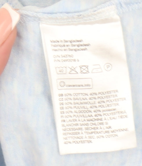 H&M Men's Blue XS Henley T-Shirt, Long Sleeve Cotton Blend