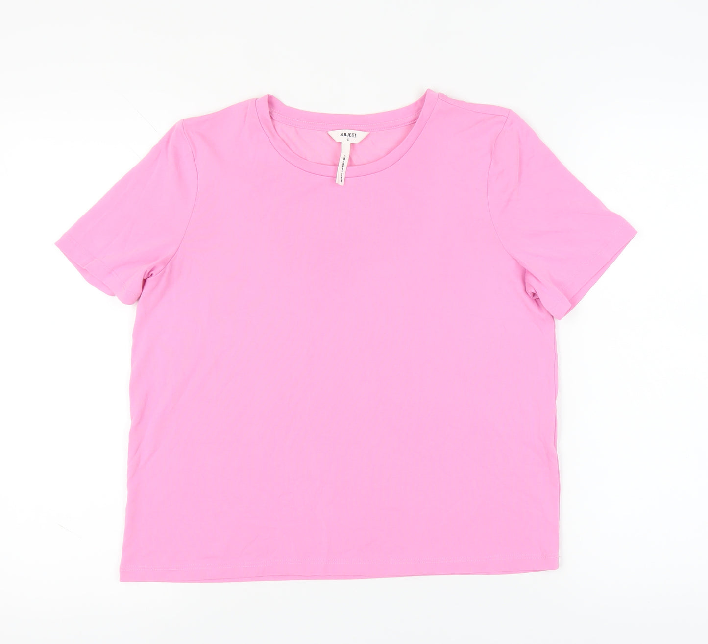 Object Pink Women's T-Shirt - Size S, Casual Crew Neck