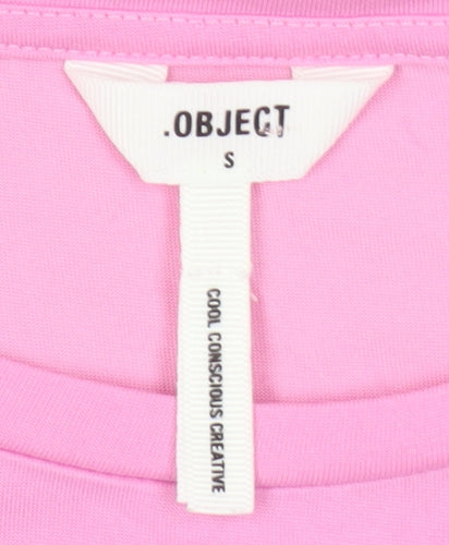 Object Pink Women's T-Shirt - Size S, Casual Crew Neck