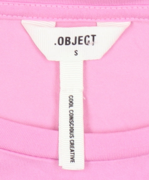 Object Pink Women's T-Shirt - Size S, Casual Crew Neck