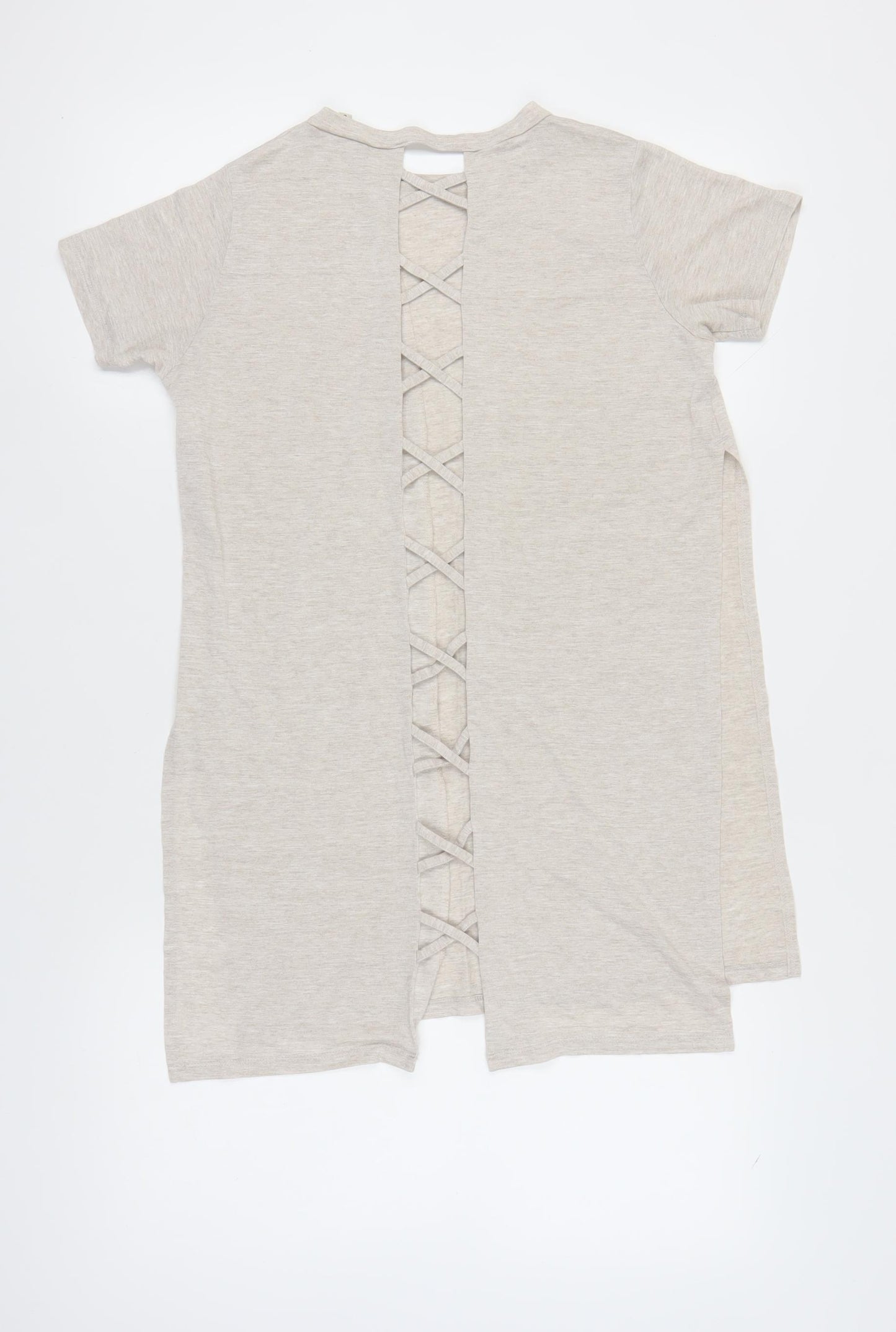 River Island Beige Crew Neck Women's T-Shirt Size 8