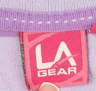 LA Gear Women's Purple Striped Polo Shirt Sz 12
