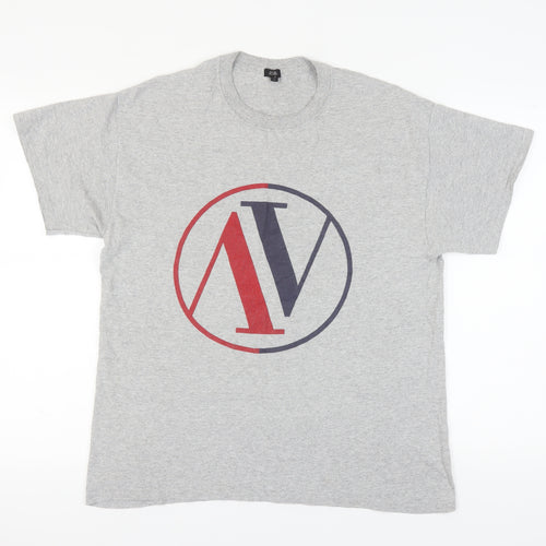 River Island Men's Grey Graphic Print T-Shirt L