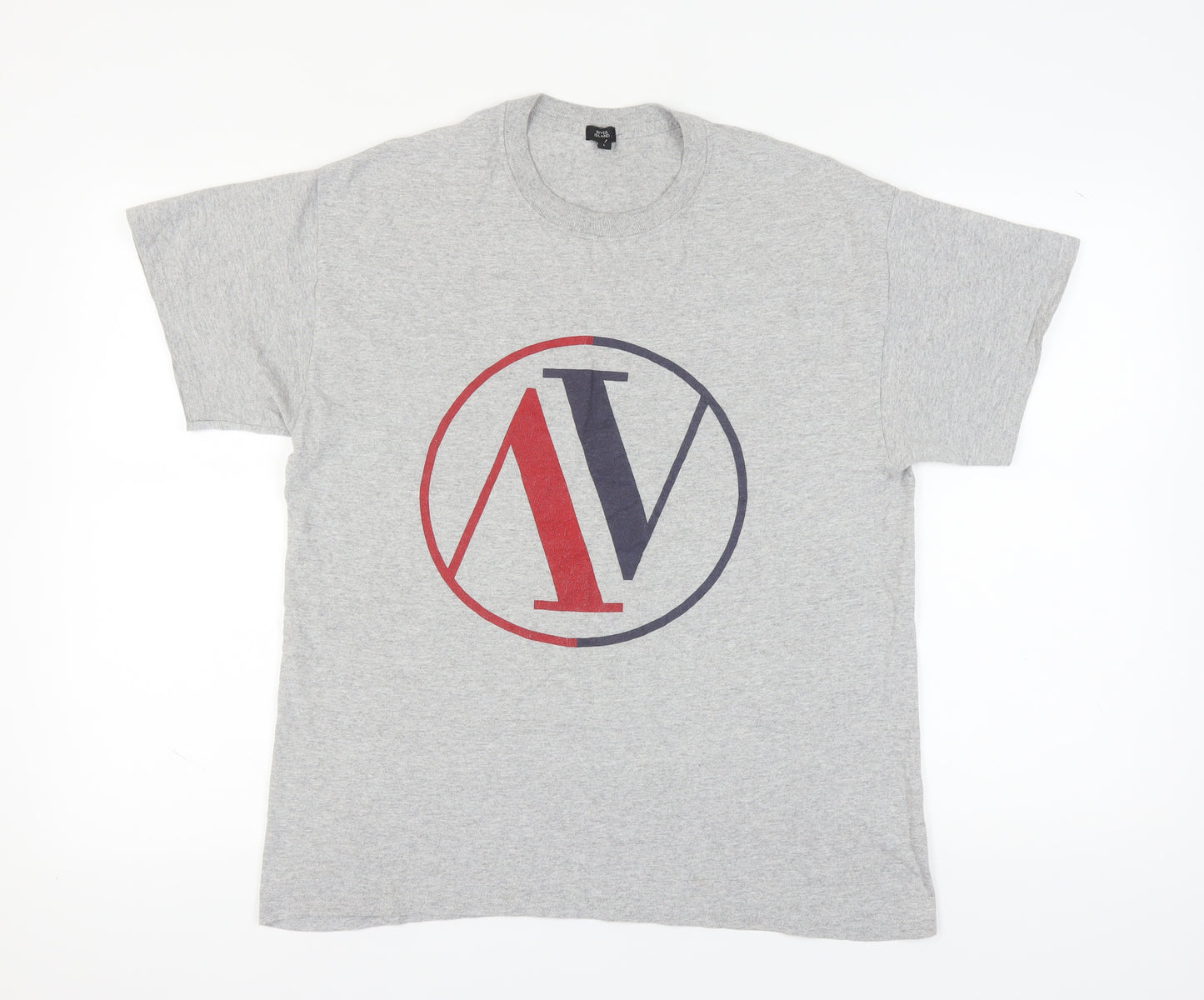 River Island Men's Grey Graphic Print T-Shirt L