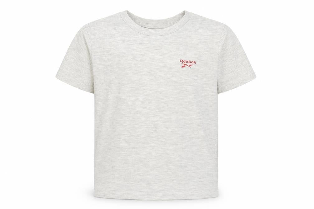 Front view of Reebok boys’ grey t-shirt, 9-10 years, basic crew neck