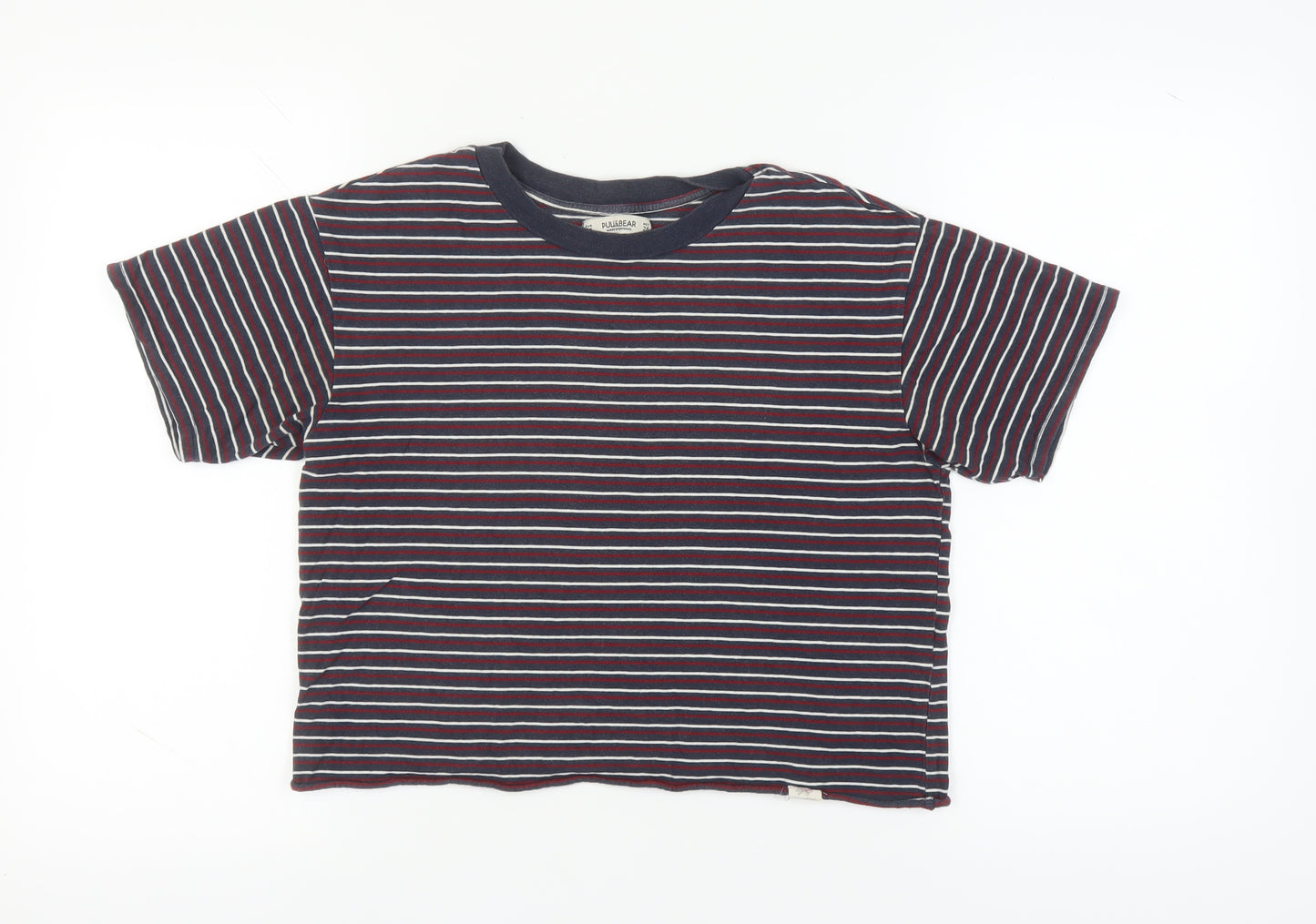 Pull&Bear Unisex Multicoloured Striped T-Shirt, M