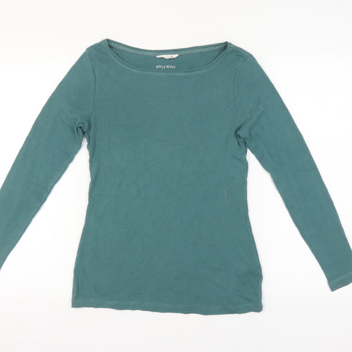 White Stuff Women's Green Boat Neck Long Sleeve Top Size 12