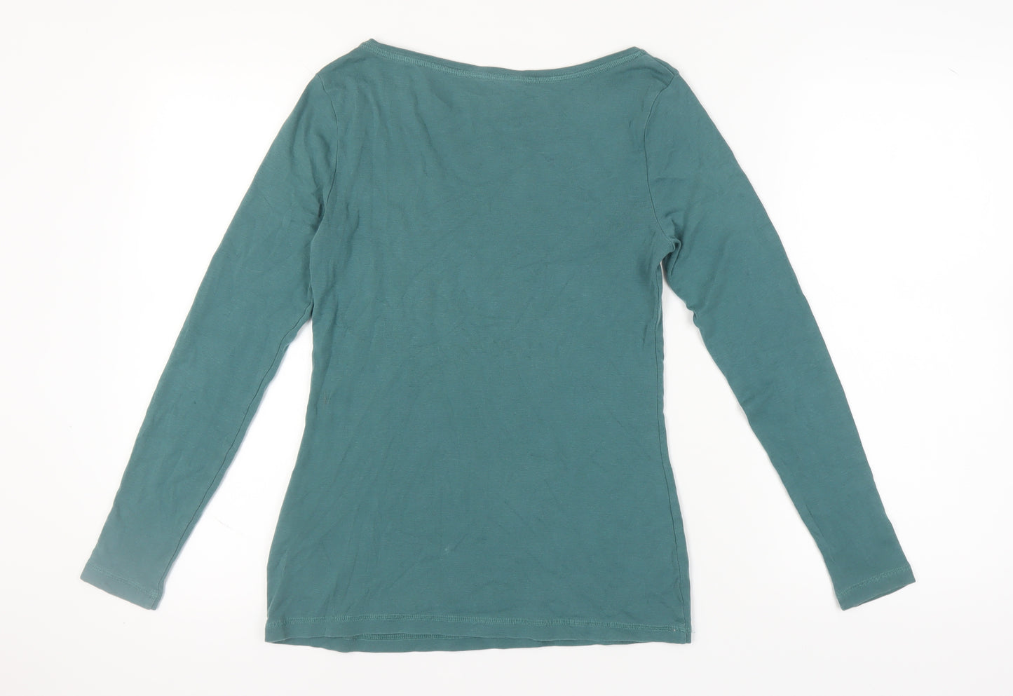 White Stuff Women's Green Boat Neck Long Sleeve Top Size 12