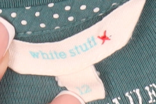 White Stuff Women's Green Boat Neck Long Sleeve Top Size 12