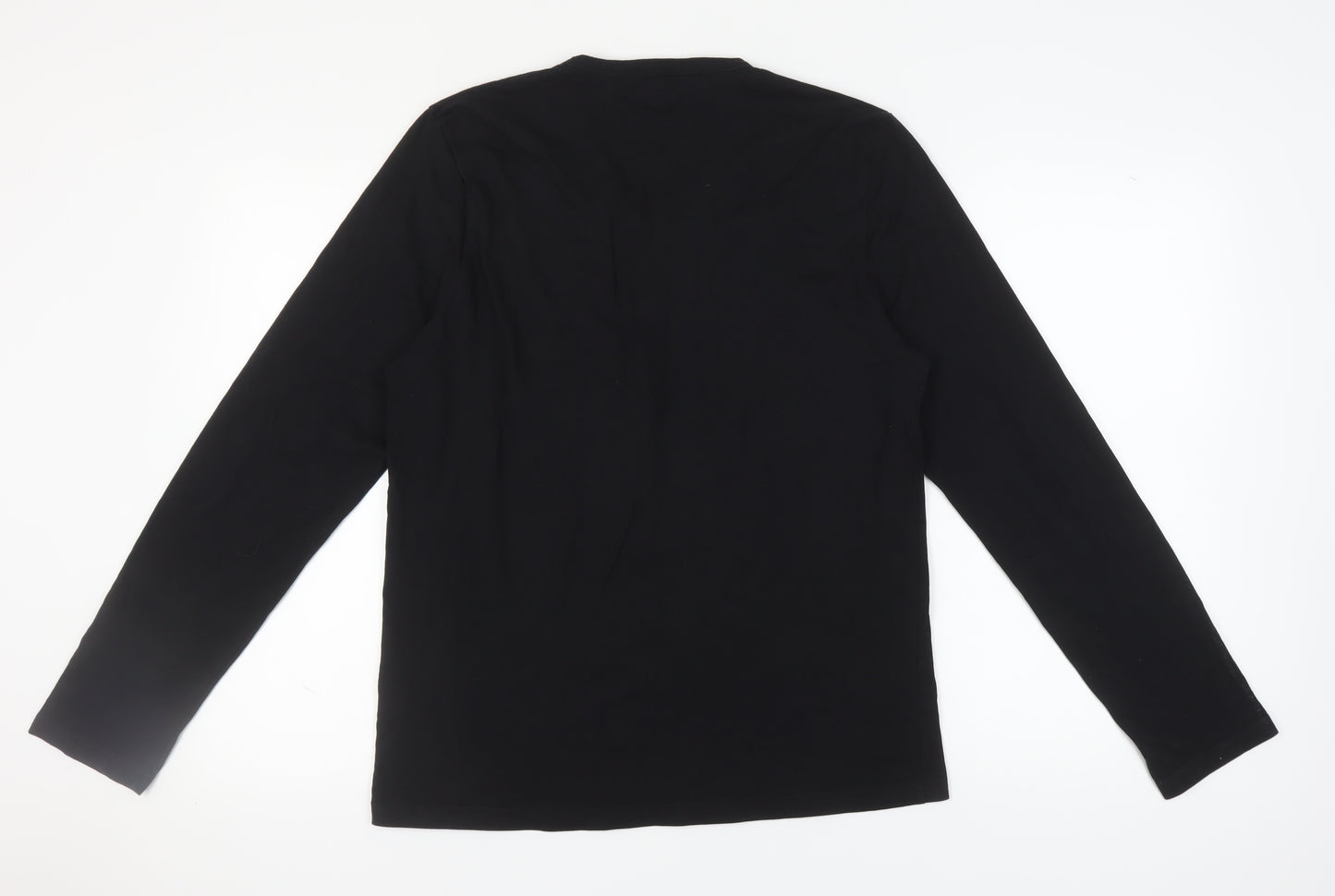 Linea Men's Black Long Sleeve Henley T-Shirt - Size L