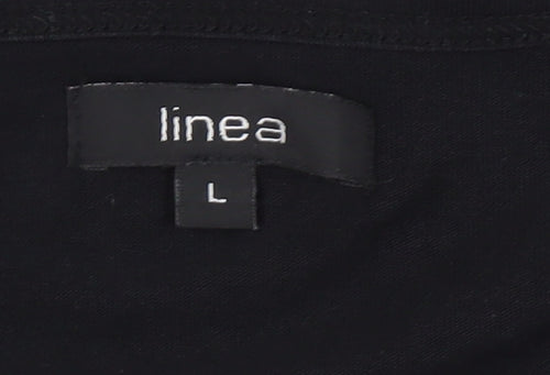 Linea Men's Black Long Sleeve Henley T-Shirt - Size L