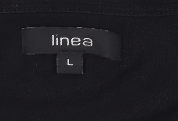 Linea Men's Black Long Sleeve Henley T-Shirt - Size L