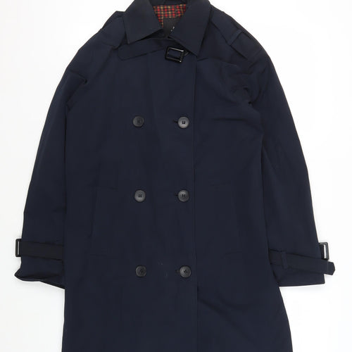Zara Men's Blue Trench Coat XS Belted Buttoned
