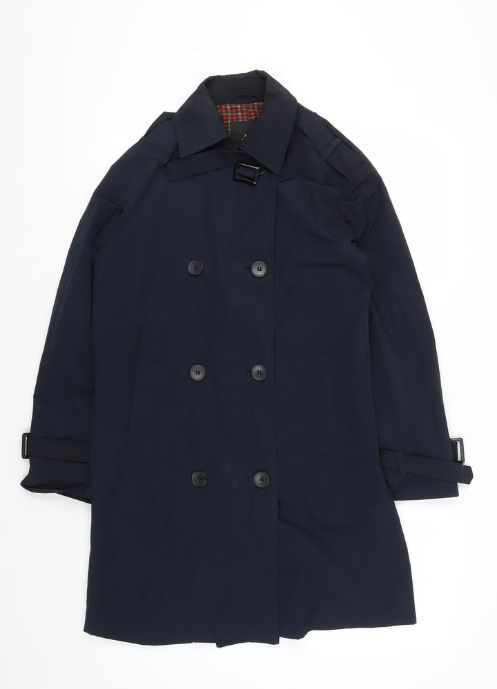 Zara Men's Blue Trench Coat XS Belted Buttoned