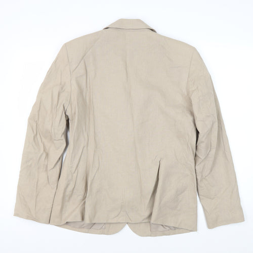 Classic Women's Beige Linen Blazer, Size 14