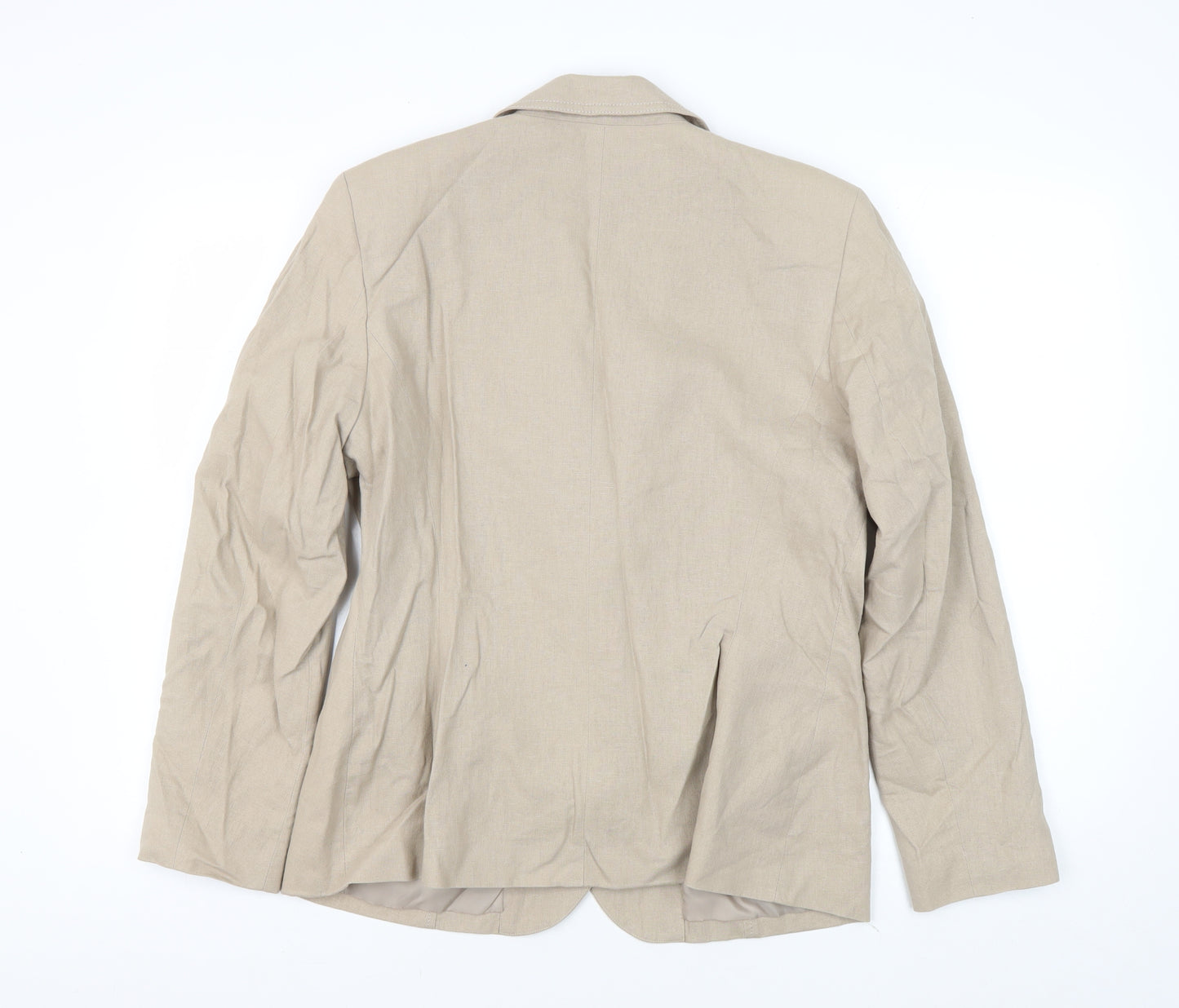 Classic Women's Beige Linen Blazer, Size 14