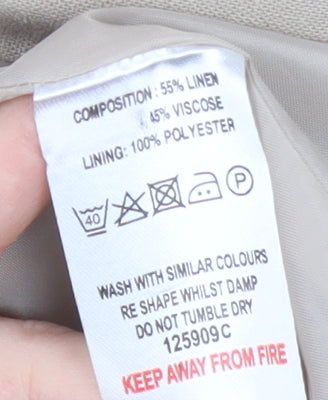 Classic Women's Beige Linen Blazer, Size 14