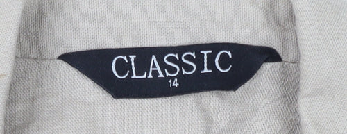 Classic Women's Beige Linen Blazer, Size 14