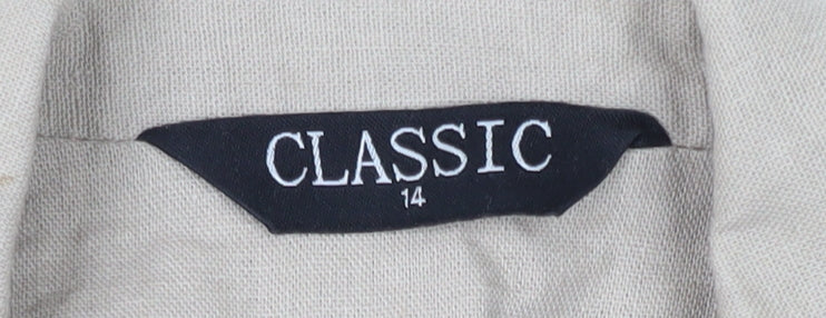 Classic Women's Beige Linen Blazer, Size 14