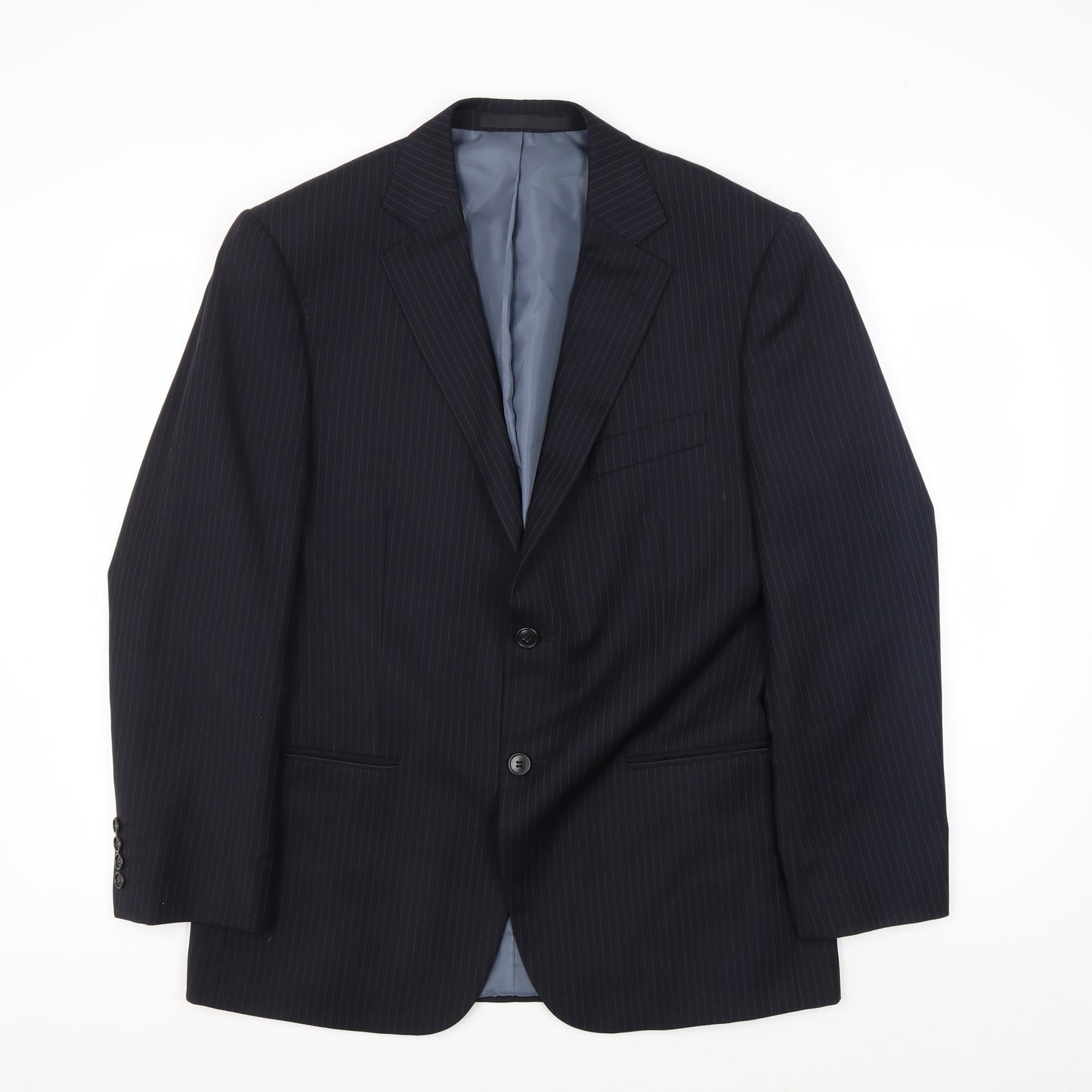 Marks and Spencer Men's Blue Striped Suit Jacket 40S