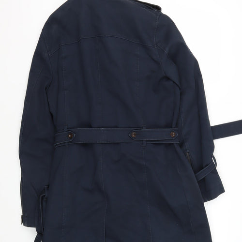 Reiss Men's Blue Trench Coat Size S Belted Cotton